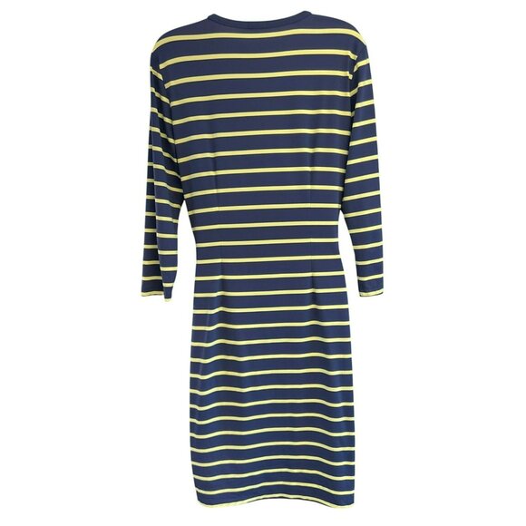 J McLaughlin Catalina Cloth Lynn Henley Dress Navy Citrus Blazer Stripe Medium - Picture 3 of 6